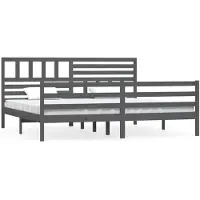 vidaXL Massivholzbett Grau 200x200 cm