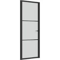 vidaXL Innentür 76x201,5 cm Schwarz Mattglas und Aluminium