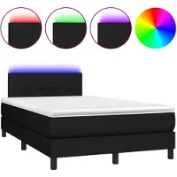 vidaXL Boxspringbett mit Matratze & LED Schwarz 120x200 cm Stoff