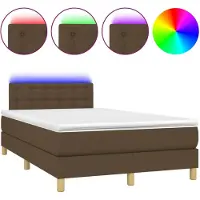 vidaXL Boxspringbett mit Matratze & LED Dunkelbraun 120x200 cm Stoff