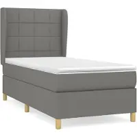 vidaXL Boxspringbett mit Matratze Dunkelgrau 90x190 cm Stoff