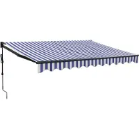 vidaXL Elektrische Markise mit Kurbel Blau und Weiß 3,5x2,5 m