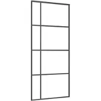 vidaXL Schiebetür ESG-Glas und Aluminium 90x205 cm Schwarz