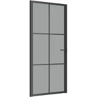 vidaXL Innentür 93x201,5 cm Schwarz ESG-Glas und Aluminium