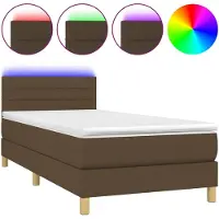 vidaXL Boxspringbett mit Matratze & LED Dunkelbraun 100x200 cm Stoff