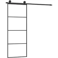 vidaXL Schiebetür mit Beschlag 76x205 cm ESG-Glas & Aluminium