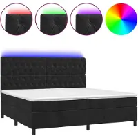 vidaXL Boxspringbett mit Matratze & LED Schwarz 200x200 cm Samt