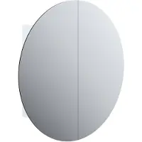vidaXL Badezimmerschrank mit Rundem Spiegel & LED Weiß 54x54x17,5 cm