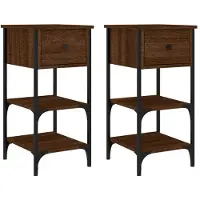 vidaXL Nachttische 2 Stk Braun Eichen-Optik 34x36x70 cm Holzwerkstoff