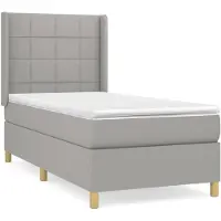 vidaXL Boxspringbett mit Matratze Hellgrau 80x200 cm Stoff