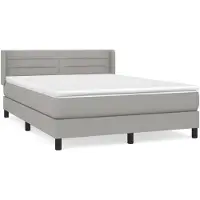 vidaXL Boxspringbett mit Matratze Hellgrau 140x200 cm Stoff