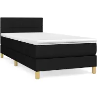 vidaXL Boxspringbett mit Matratze Schwarz 100x200 cm Stoff