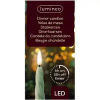 Lumineo LED-Dinner-Kerze d2h24 cm grün/wwt 2Stk. Weihnachten