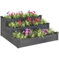 vidaXL Hochbeet Grau 120x120x56 cm Massivholz Tanne