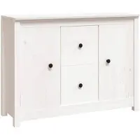 vidaXL Sideboard Weiß 100x35x74 cm Massivholz Kiefer