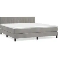 vidaXL Boxspringbett mit Matratze Hellgrau 180x200 cm Samt