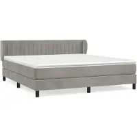 vidaXL Boxspringbett mit Matratze Hellgrau 180x200 cm Samt