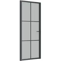 vidaXL Innentür 83x201,5 cm Schwarz Mattglas und Aluminium