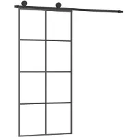 vidaXL Schiebetür mit Beschlag 90x205 cm ESG-Glas & Aluminium