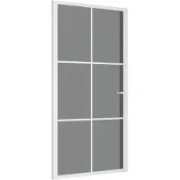 vidaXL Innentür 102,5x201,5 cm Weiß ESG-Glas und Aluminium