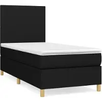 vidaXL Boxspringbett mit Matratze Schwarz 90x190 cm Stoff