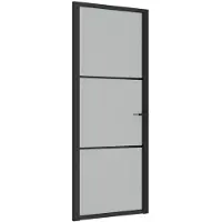 vidaXL Innentür 83x201,5 cm Schwarz Mattglas und Aluminium