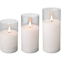 Décoris LED Stumpenkerzen - 3x - weis - im Glas - mit Zeitschaltuhr