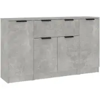 vidaXL Sideboards 3 Stk. Betongrau Holzwerkstoff