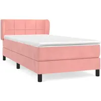 vidaXL Boxspringbett mit Matratze Rosa 90x190 cm Samt