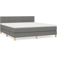 vidaXL Boxspringbett mit Matratze Dunkelgrau 180x200 cm Stoff