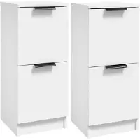 vidaXL Sideboards 2 Stk. Weiß 30x30x70 cm Holzwerkstoff
