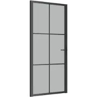 vidaXL Innentür 93x201,5 cm Schwarz Mattglas und Aluminium