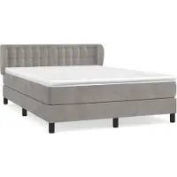 vidaXL Boxspringbett mit Matratze Hellgrau 140x190 cm Samt