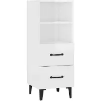 vidaXL Sideboard Hochglanz-Weiß 34,5x34x90 cm Holzwerkstoff