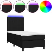 vidaXL Boxspringbett mit Matratze & LED Schwarz 90x190 cm Stoff