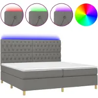 vidaXL Boxspringbett mit Matratze & LED Dunkelgrau 200x200 cm Stoff