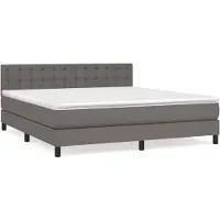 vidaXL Boxspringbett mit Matratze Grau 180x200 cm Kunstleder