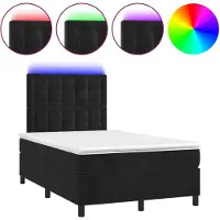 vidaXL Boxspringbett mit Matratze & LED Schwarz 120x200 cm Samt