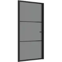 vidaXL Innentür 102,5x201,5 cm Schwarz ESG-Glas und Aluminium