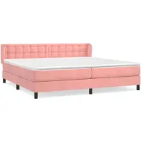 vidaXL Boxspringbett mit Matratze Rosa 200x200 cm Samt