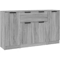 vidaXL Sideboards 3 Stk. Grau Sonoma Holzwerkstoff