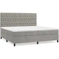 vidaXL Boxspringbett mit Matratze Hellgrau 200x200 cm Samt