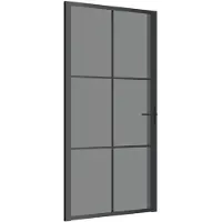 vidaXL Innentür 102,5x201,5 cm Schwarz ESG-Glas und Aluminium
