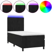 vidaXL Boxspringbett mit Matratze & LED Schwarz 80x200 cm Samt