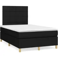 vidaXL Boxspringbett mit Matratze Schwarz 120x200 cm Stoff
