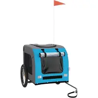 vidaXL Fahrradanhänger Hunde Blau und Grau Oxford-Gewebe & Eisen