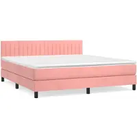 vidaXL Boxspringbett mit Matratze Rosa 160x200 cm Samt