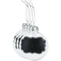 Koopman Transparente Weihnachtsbälle mit Kreideetiketten, 5st.