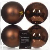 Décoris 4 Weihnachtskugeln Kunststoff 10cm klassisch & bruchsicher Christbaumkugeln Weihnachtsbaumkugeln Christbaumschmuck Weihnachtsbaumschmuck Espressobraun