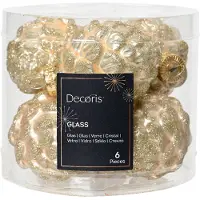Décoris 6 Glaszapfen 7cm Christbaumschmuck Weihnachtskugeln Weihnachtsbaumschmuck Perle